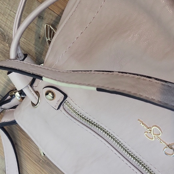 JESSICA SIMPSON Pink Faux Leather Crossbody with Removable Butterfly Key Charm - Picture 14 of 16